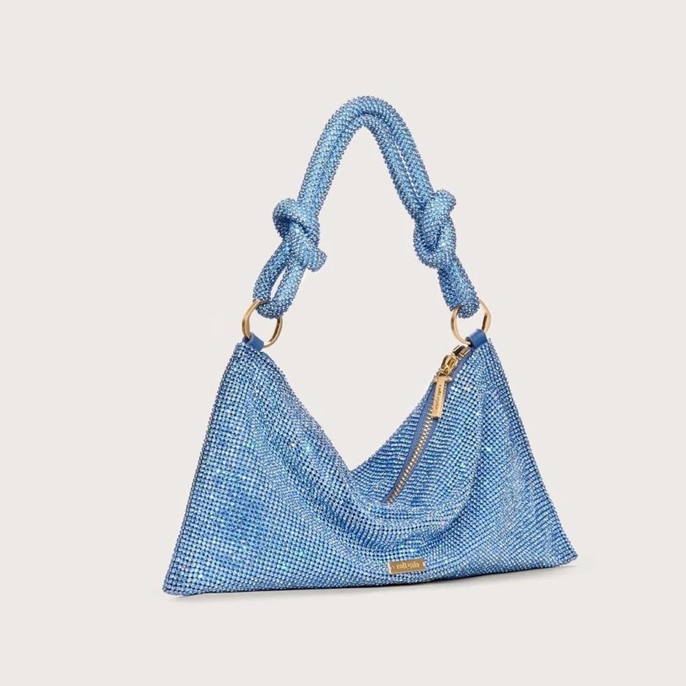 Elegant Blue Knotted Handle Bag